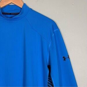 Under Armor ColdGear Reactor Fitted Long Sleeve Shirt-Blue-Men Size XL